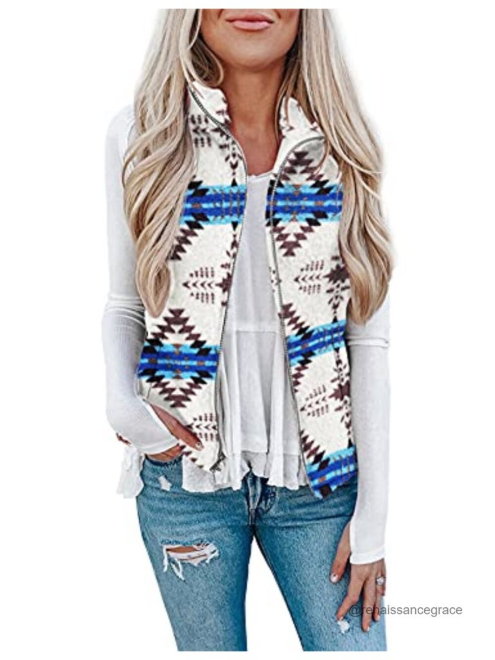 Fuzzy Sherpa Fleece Vest Lightweight Sleeveless Zipper Cardigan with Pockets